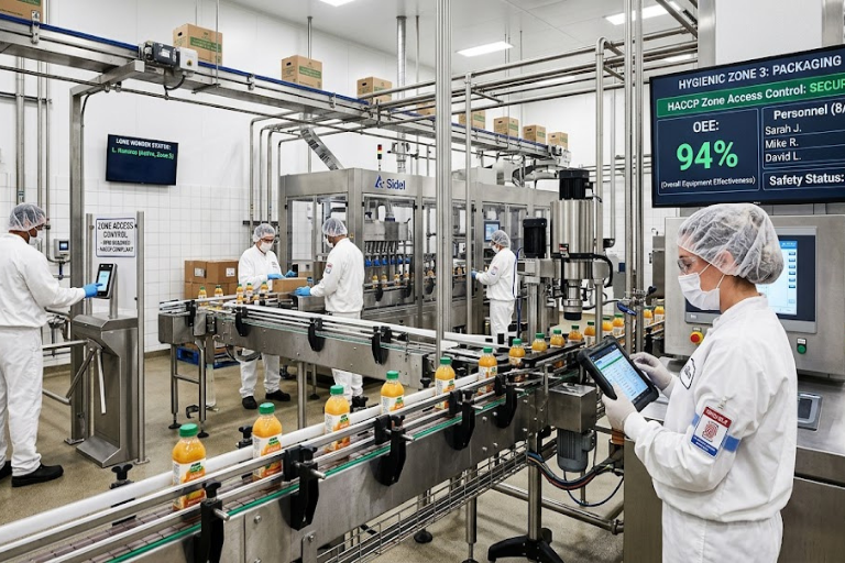 Food Beverage Industry Worker Safety Monitoring Solutions - Hygiene Zone Worker Tracking